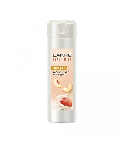Lakme Peach Milk Face Moisturizer SPF 24 PA++ 120 ml, Daily Light Sunscreen Lotion with Vitamin C for Glowing Skin - Sun Protection for Women